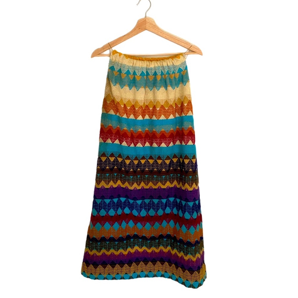 Vintage Chevron Wool Lined Colorful Maxi Skirt size Small